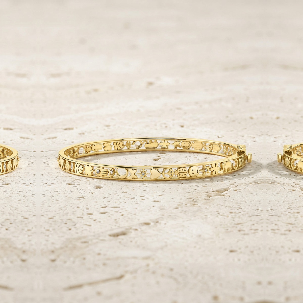 Open Icon Yellow Gold Hinge Bangle by YLANG23