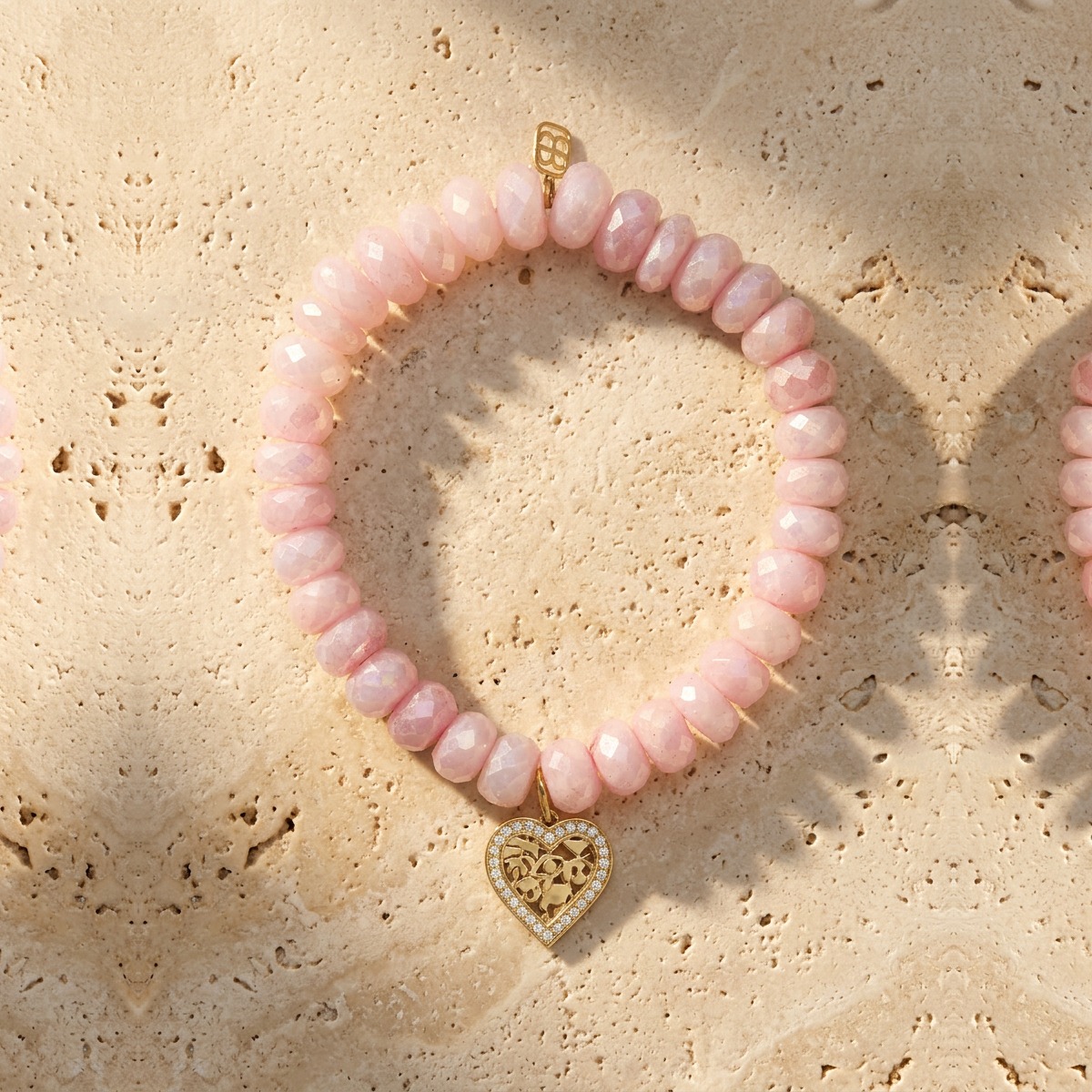 Wallpaper Heart On Mystic Pink Grapolite Beaded Bracelet by YLANG23