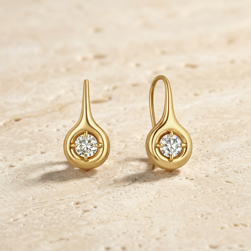 Diamond Orb Drop Yellow Gold Earrings by YLANG23