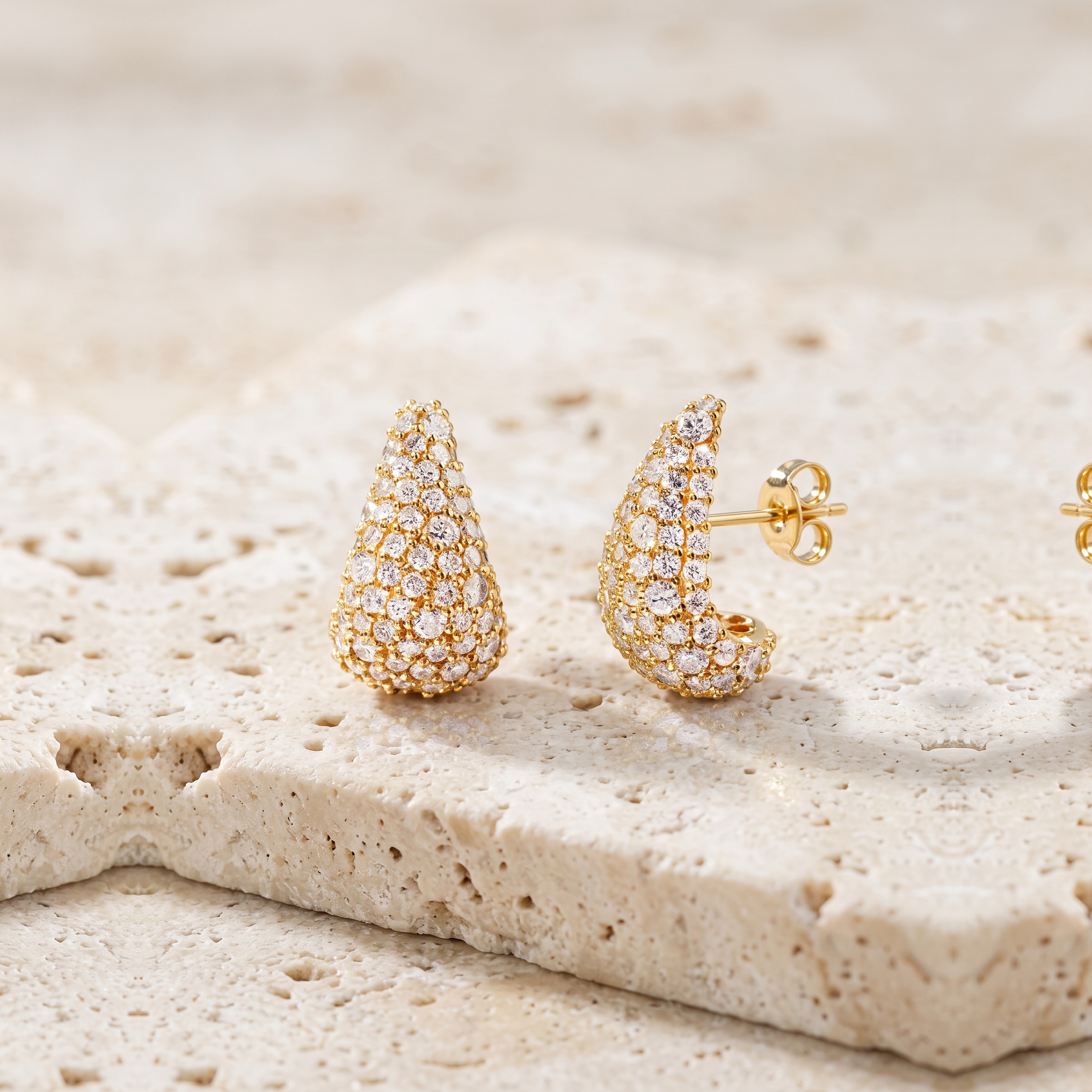 Diamond Saber Yellow Gold Earrings by YLANG23