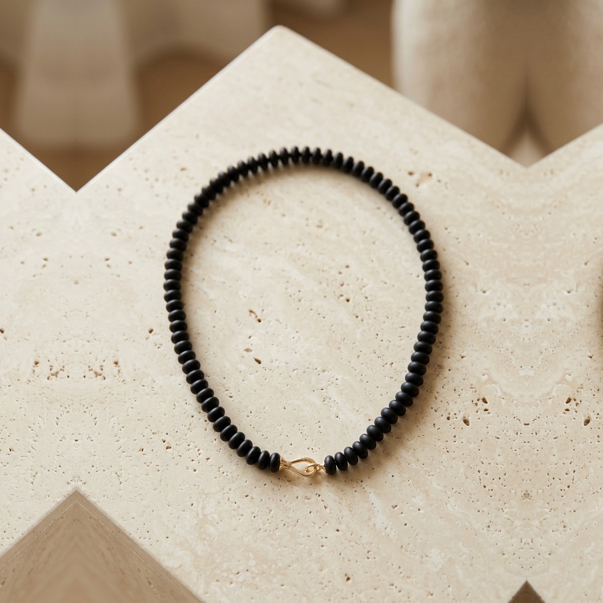 Black Onyx Rondelle Beaded Necklace by YLANG23