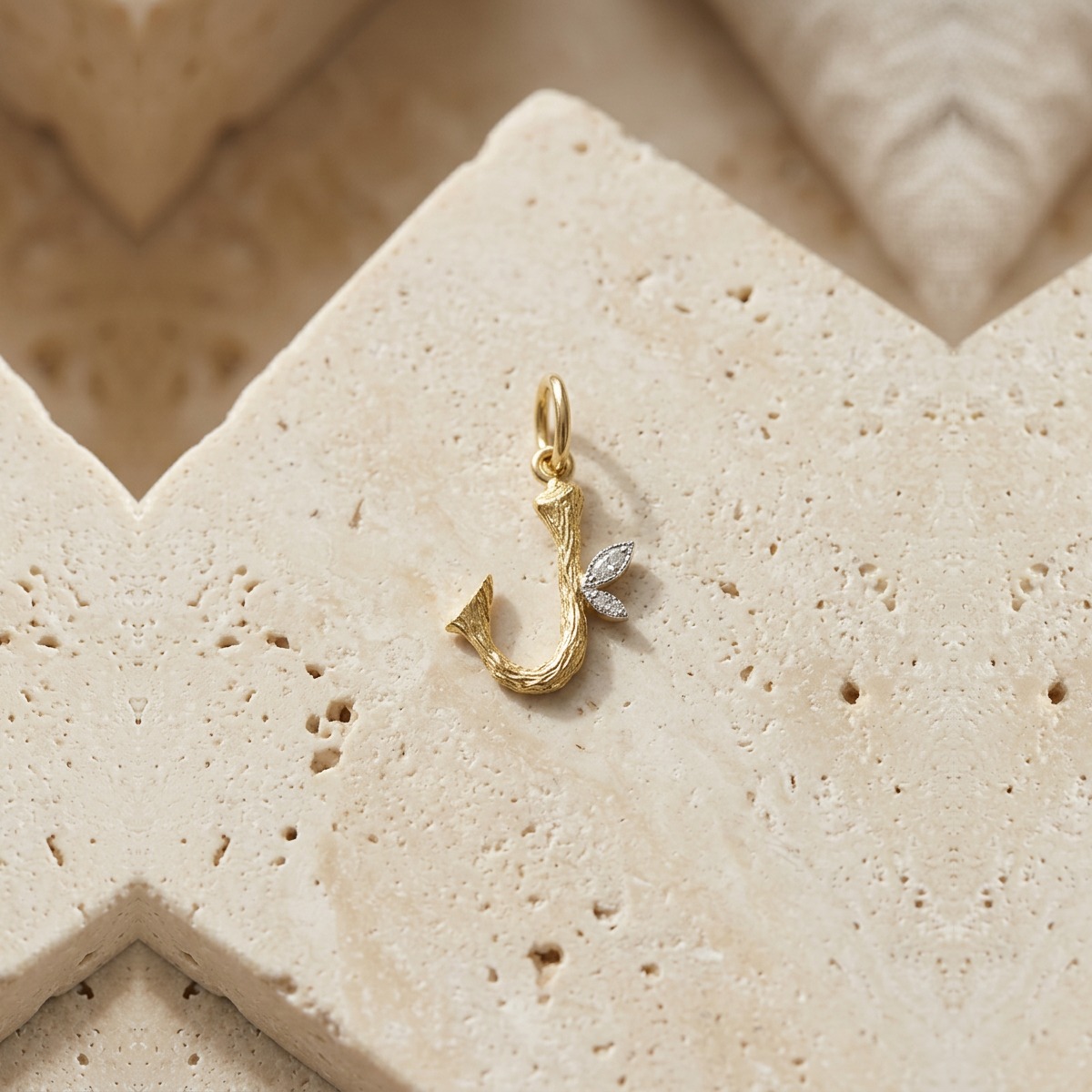 Yellow Gold Branch Initial Charm by YLANG23