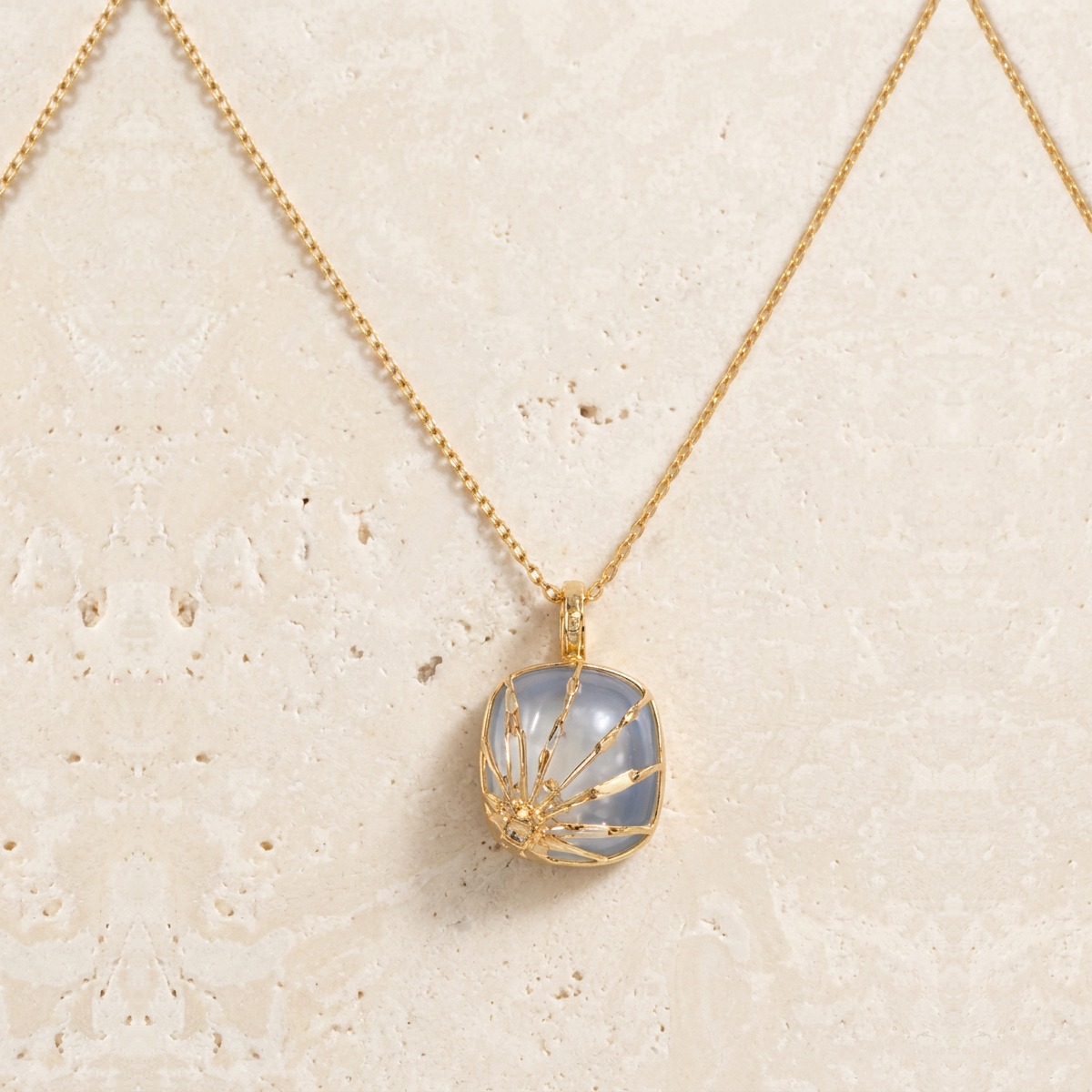 Calcite Sun & Diamonds Mini Locket Necklace by YLANG23