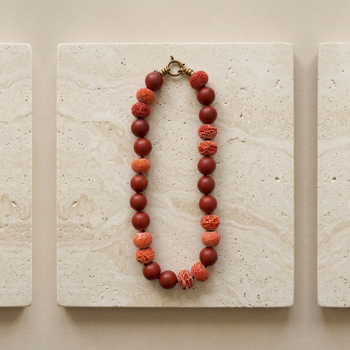 Coral Orb Beaded Necklace by YLANG23
