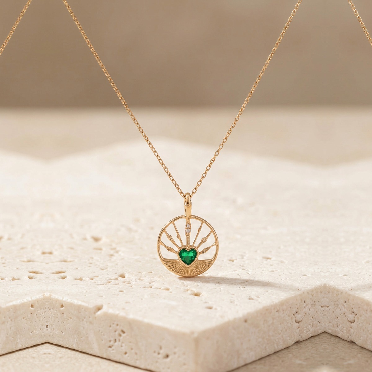 Emerald Heart & Diamond Necklace by YLANG23