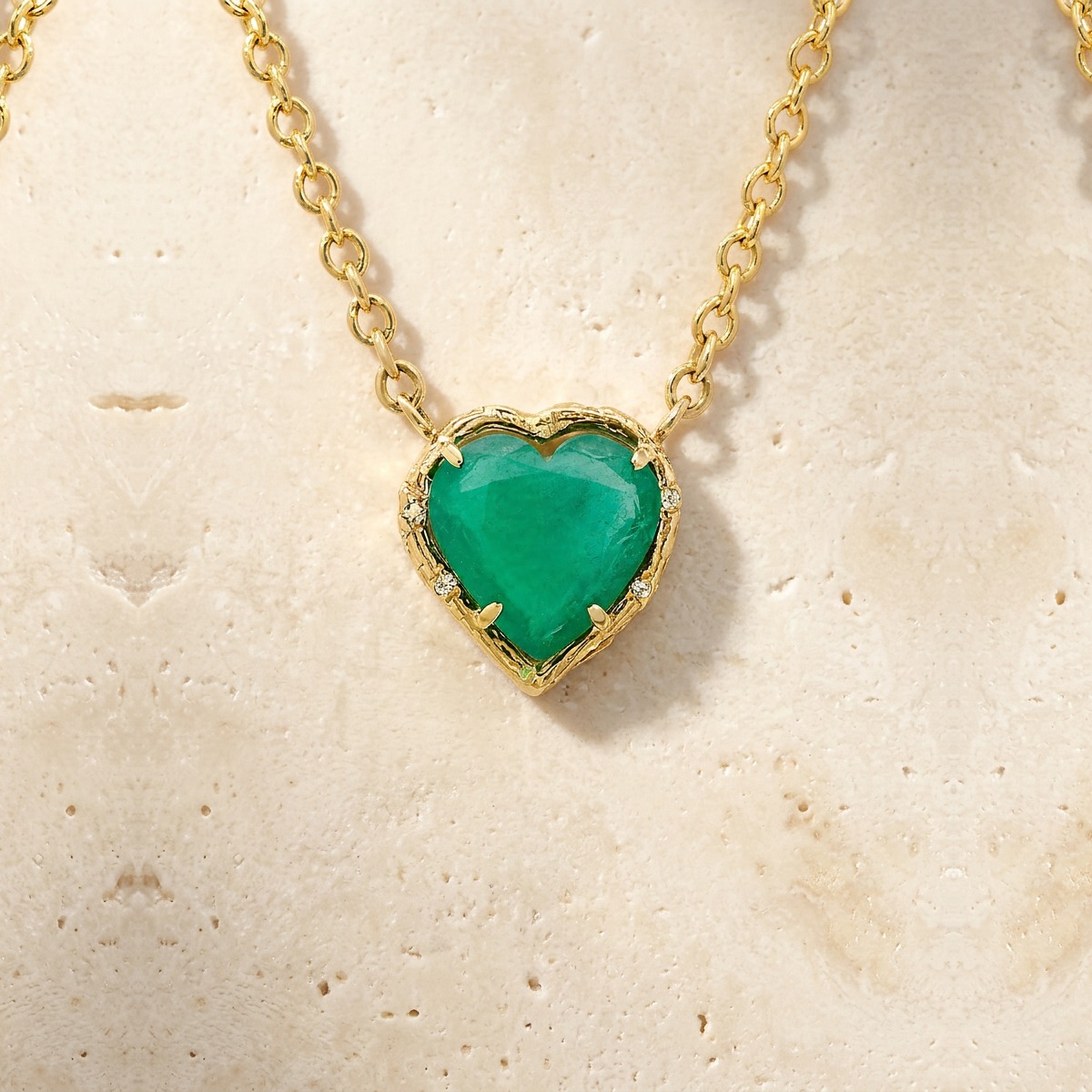Emerald Heart Yellow Gold Necklace by YLANG23