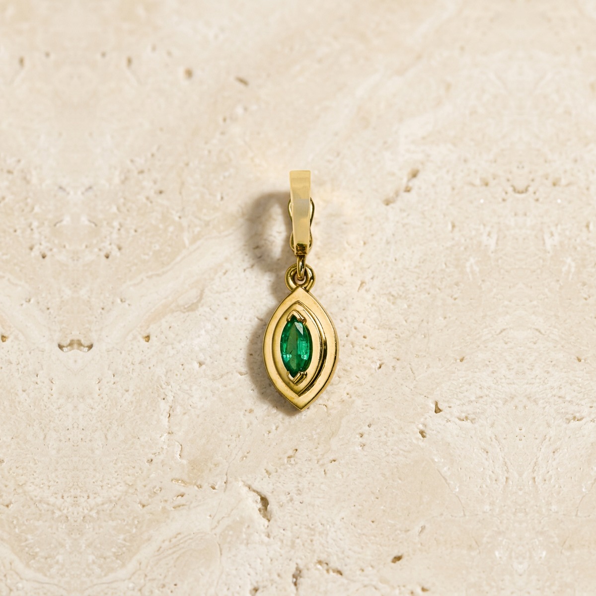 Emerald Marquise Yellow Gold Charm by YLANG23