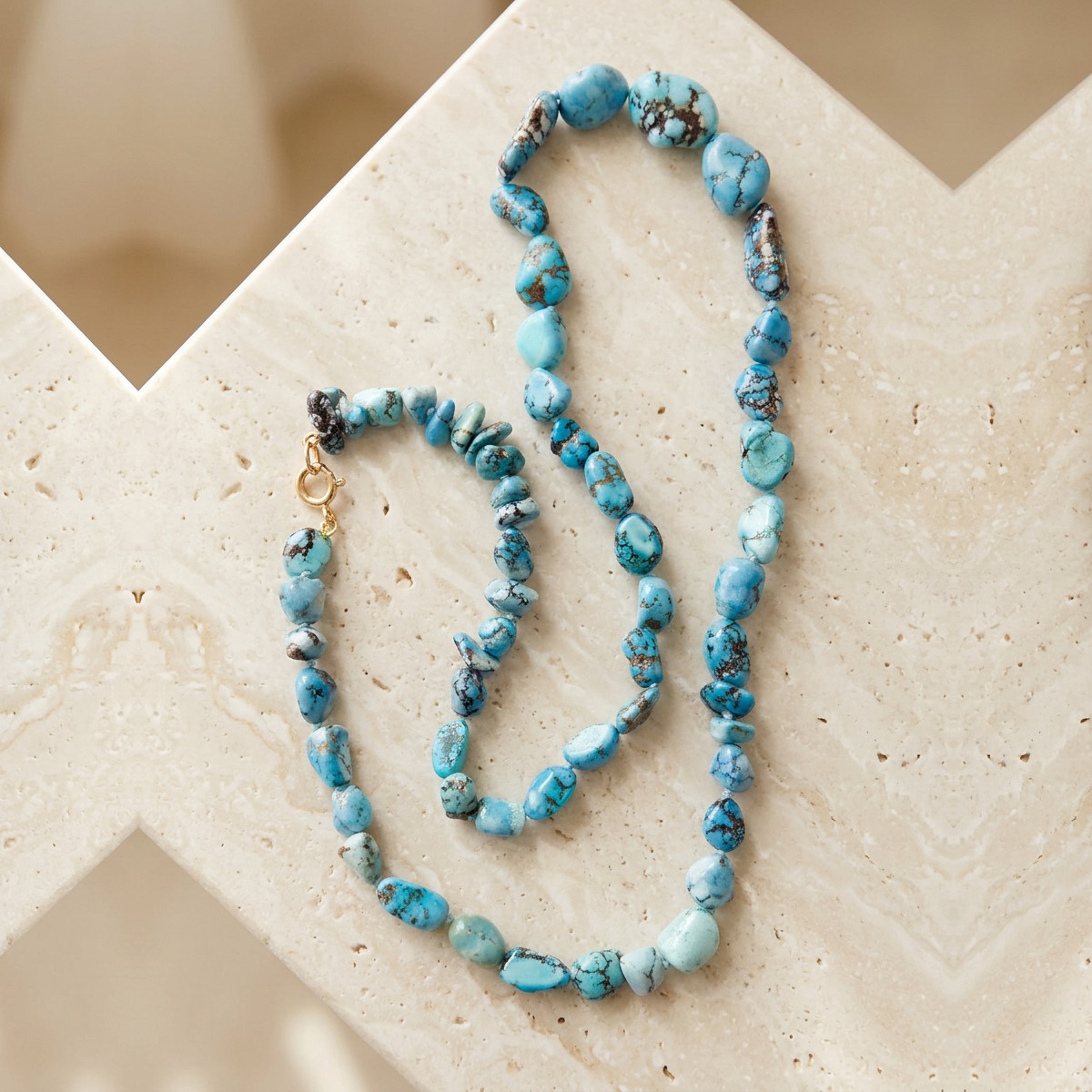 Golden Hill Turquoise Beaded Necklace by YLANG23