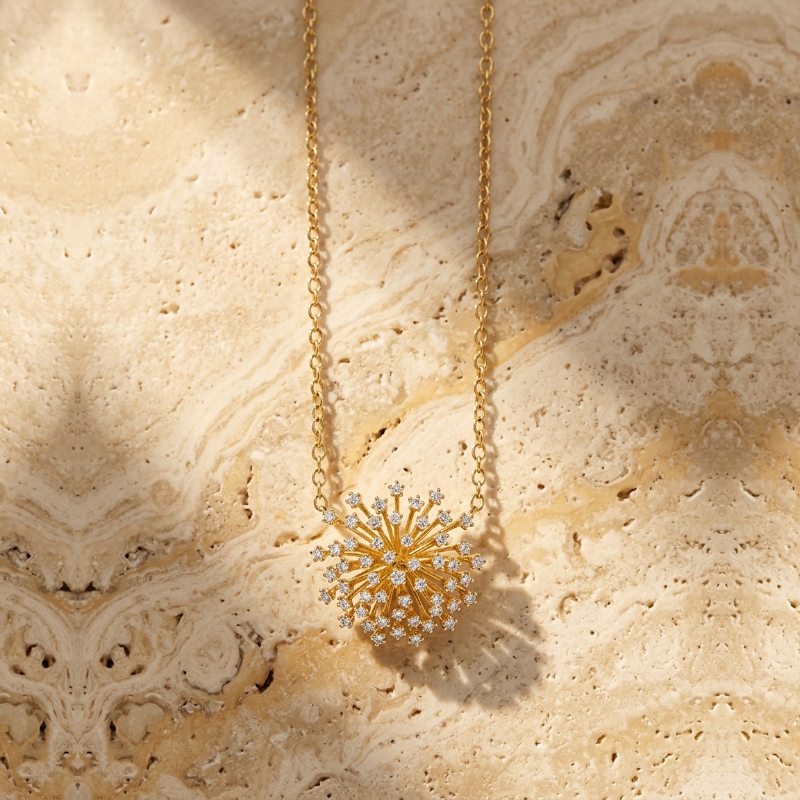 Large Desert Flower Burst Yellow Gold Necklace by YLANG23