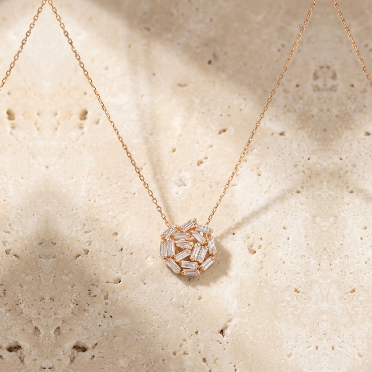 Mini Diamond Baguette Firework Necklace by YLANG23