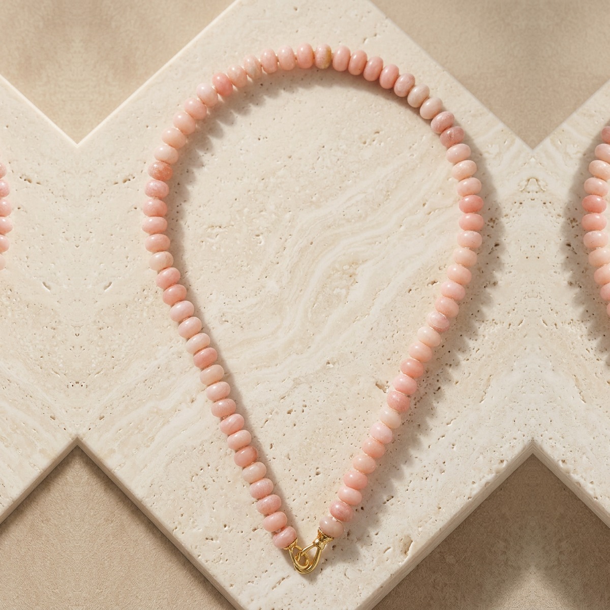 Pink Opal Rondelle Beaded Necklace by YLANG23