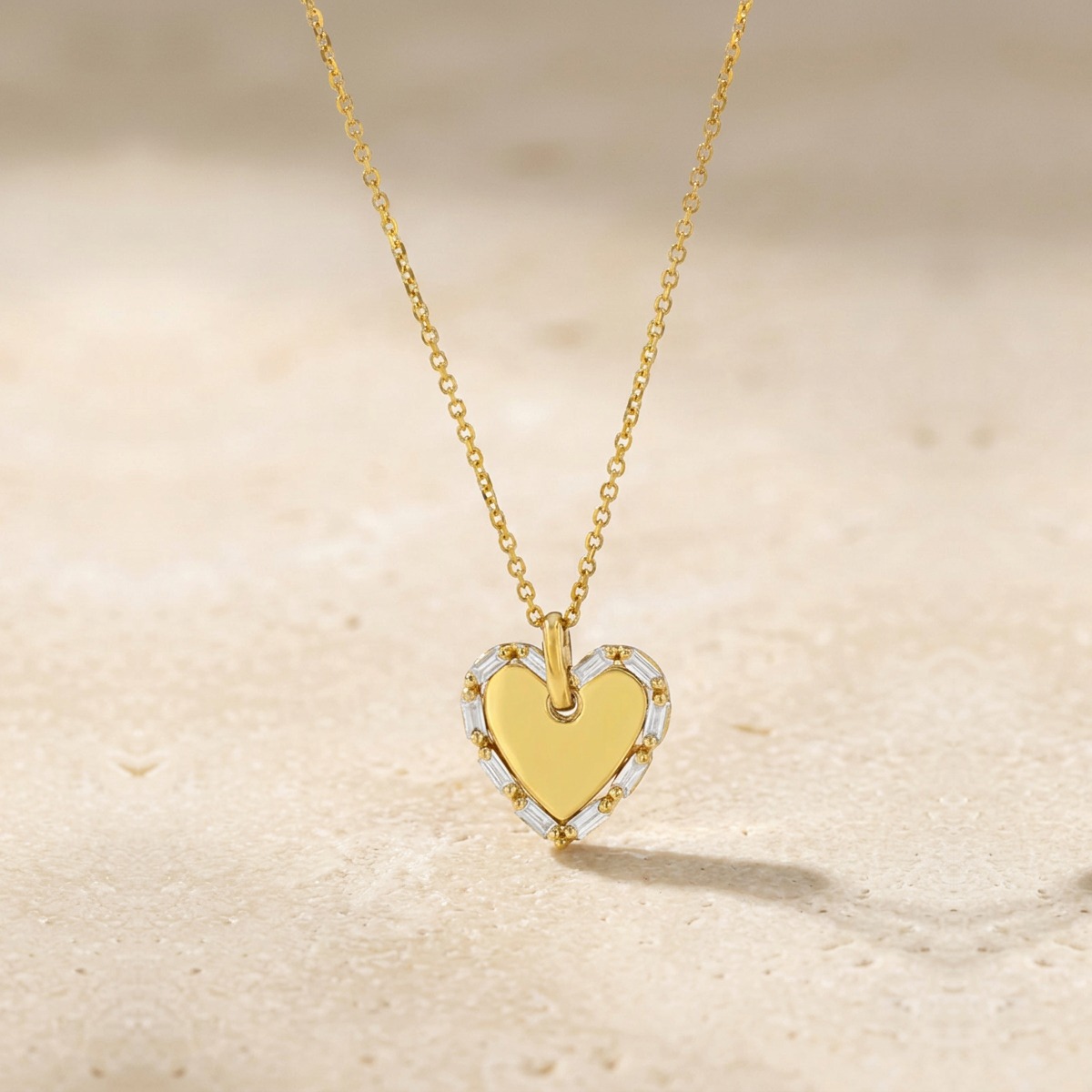 Small Heart with Diamond Frame Necklace by YLANG23