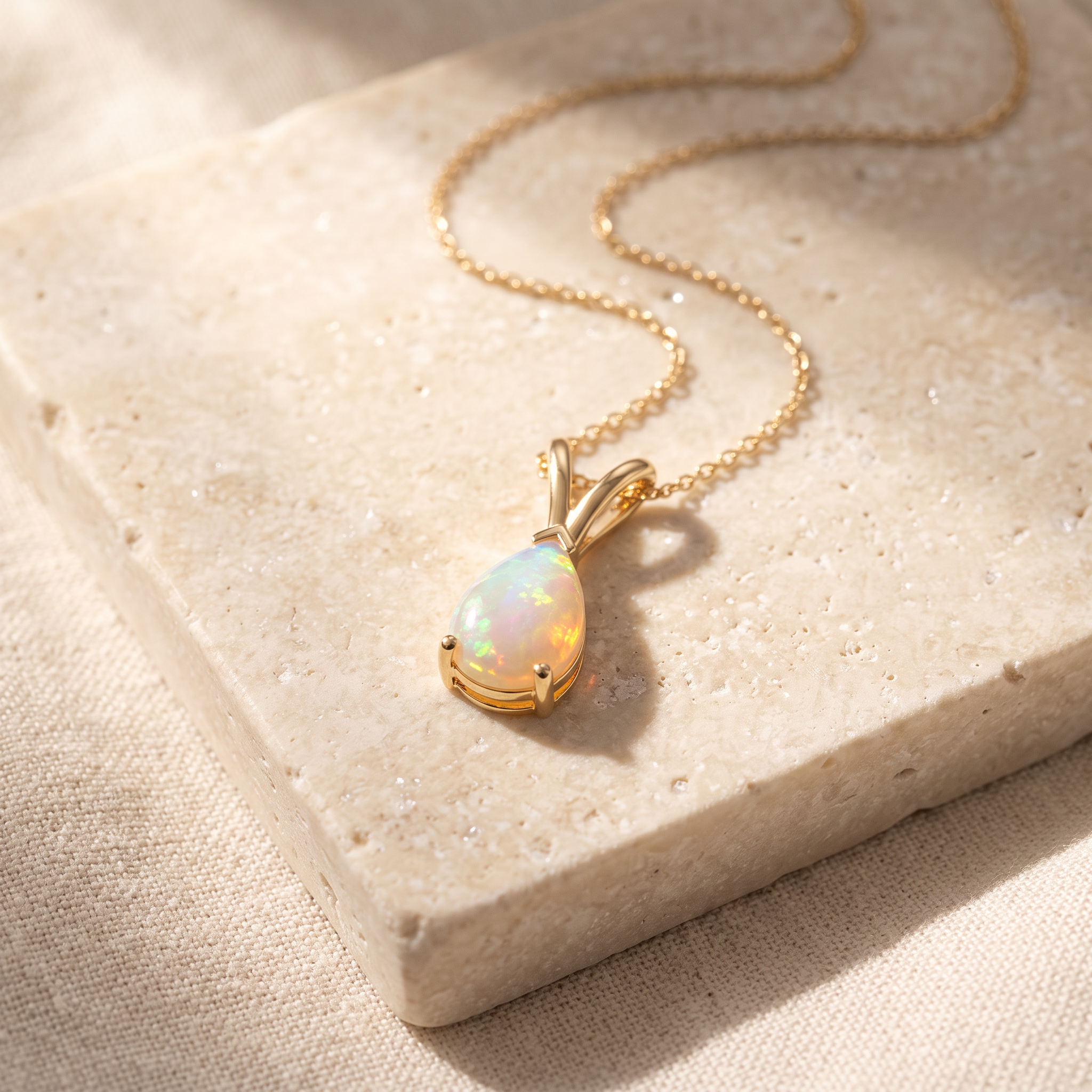 V-Bale Pear-Shaped Opal Solitaire Pendant by Angara