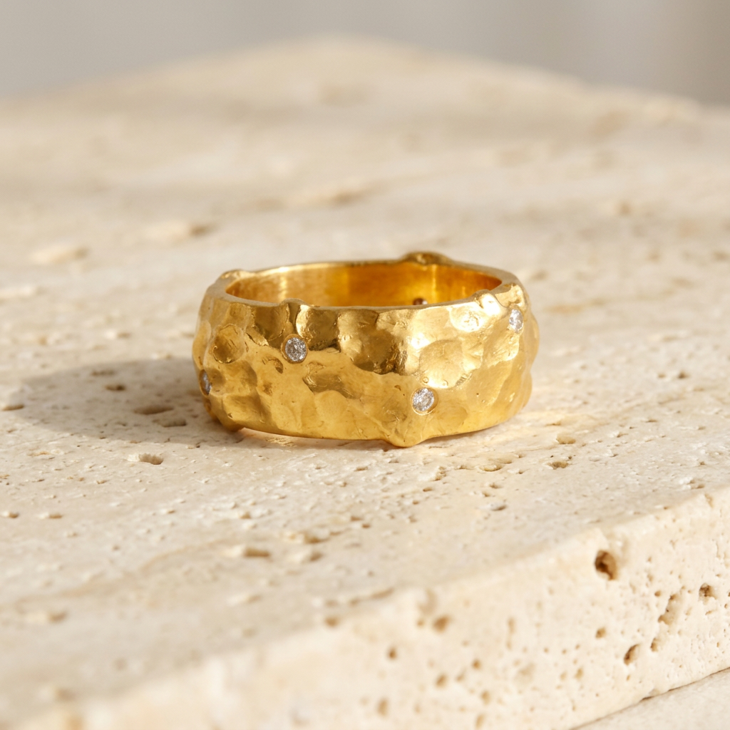 Applique Wildflower Diamond Yellow Gold Band by YLANG23