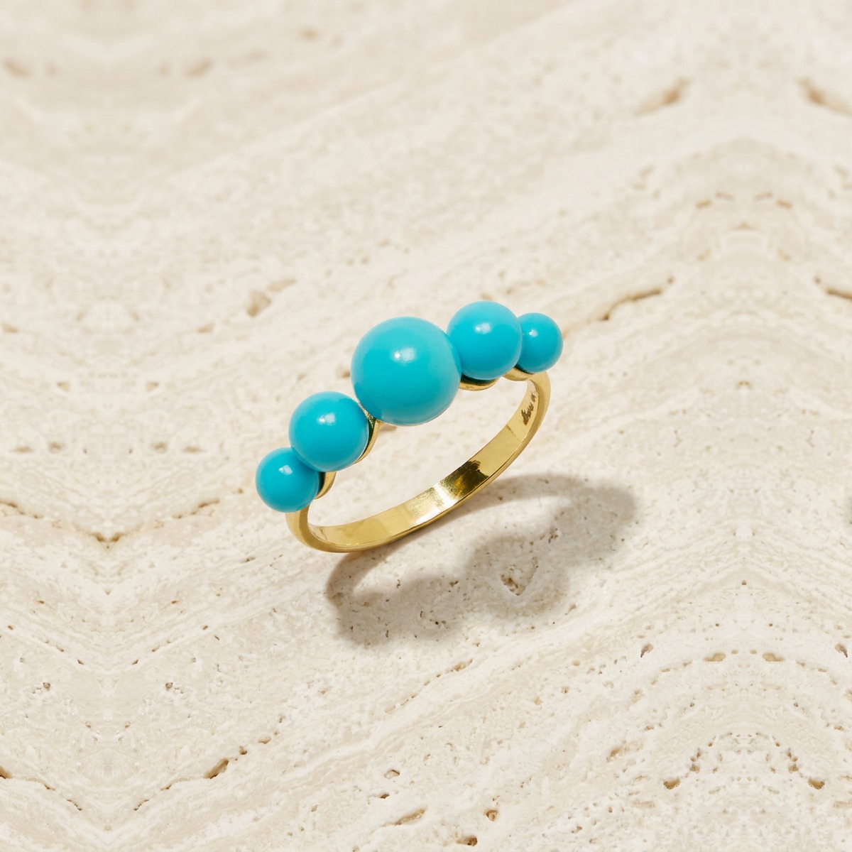 Graduated Turquoise Gumball Yellow Gold Ring by YLANG23