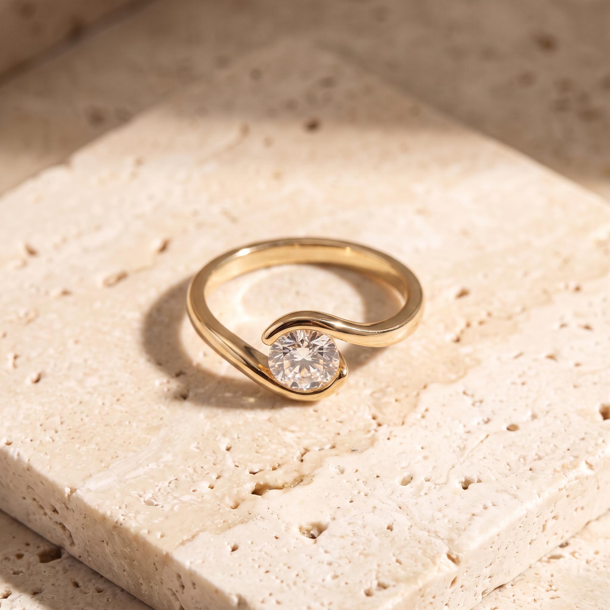 Semi Bezel-Set Lab-Grown Round Diamond Bypass Engagement Ring by Angara