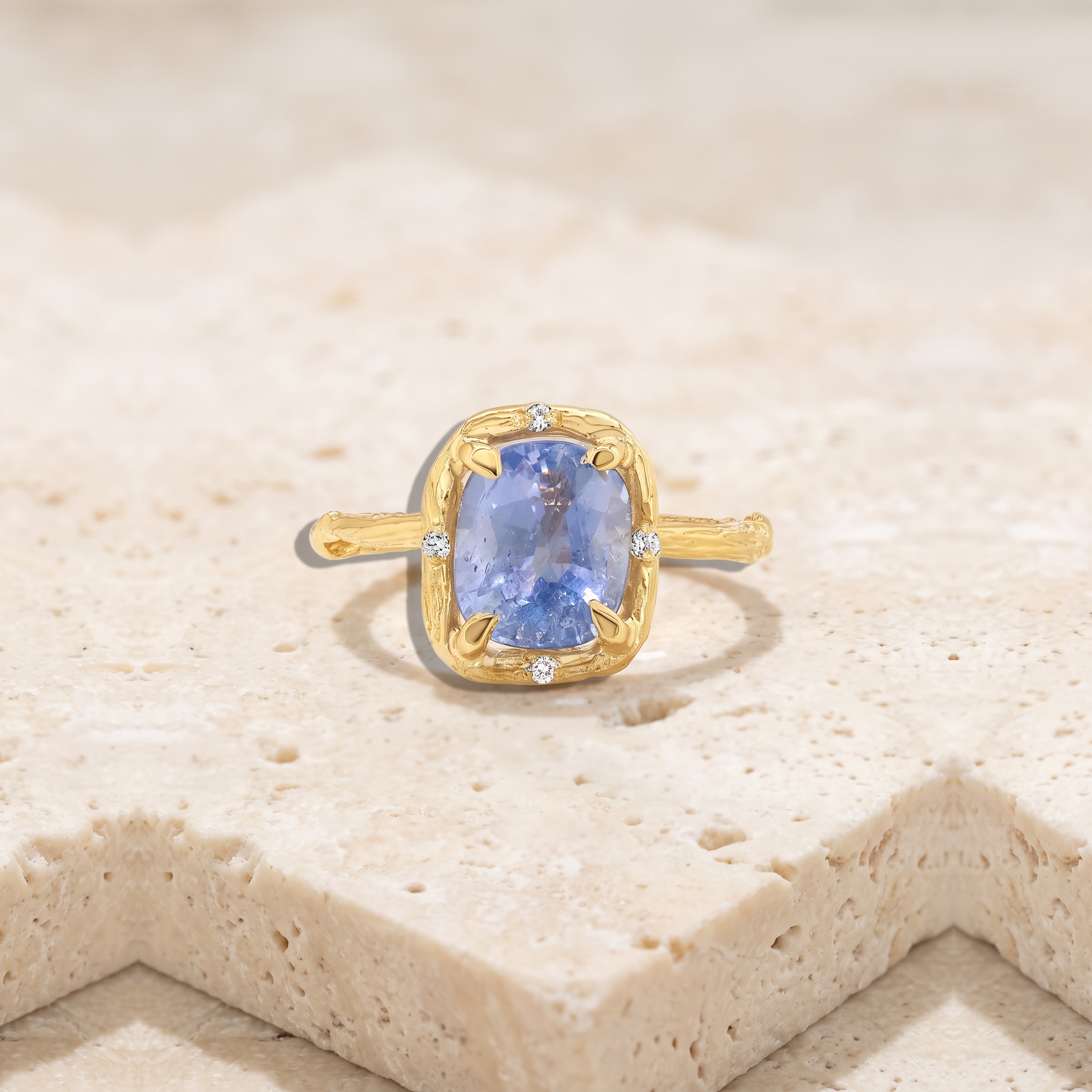 Rustic Sapphire Yellow Gold Ring by YLANG23